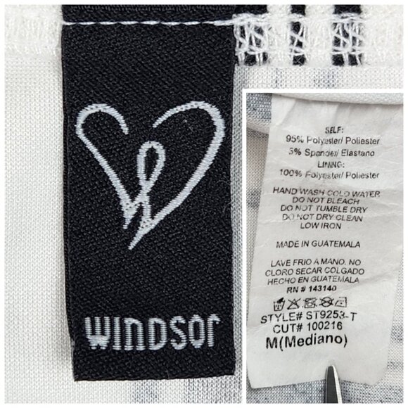 Windsor Womens Crop Top Lined Size M White with Black Stripes - Picture 2 of 8